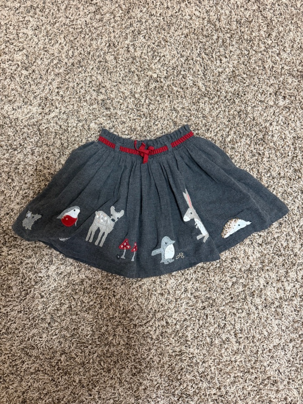 next Girls Gray Knit Skirt with Subtle Red Accent